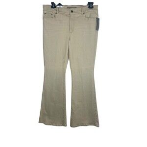 Lauren Ralph Lauren Denim Premier Flare Jeans Womens 14 Beige Soft Stretch NWT
